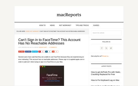 Can't Sign in to FaceTime? This Account Has No Reachable ...