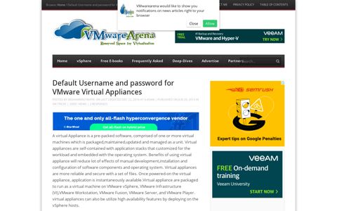 Default Username and password for VMware Virtual Appliances