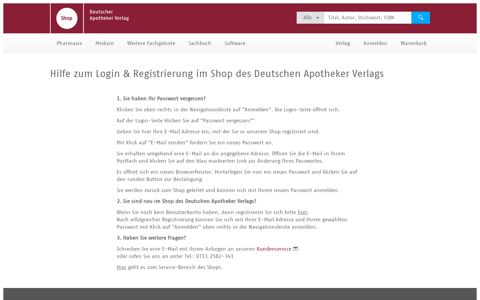 Hilfe zum Login & Registrierung - Shop | Deutscher Apotheker ...