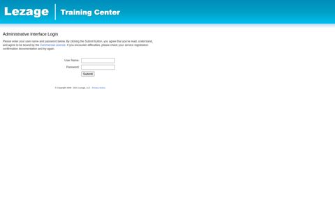 Lezage Training Center · Training Administrator Login