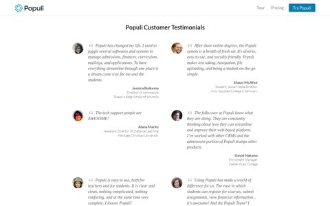 Customer Testimonials - Populi