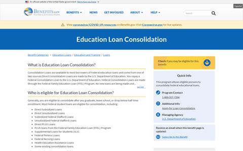 Education Loan Consolidation | Benefits.gov