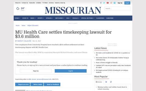 MU Health Care settles timekeeping lawsuit for $3.6 million ...