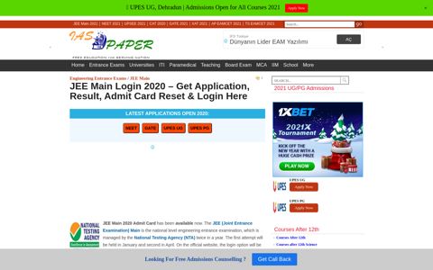 JEE Main Login 2020 – Get Application, Result, Admit Card ...