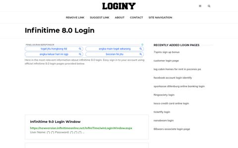 Infinitime 8.0 Login ✔️ One Click Login - loginy.co.uk