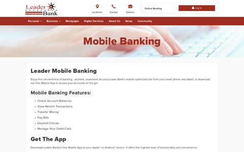 Mobile Banking Features - Leader Bank
