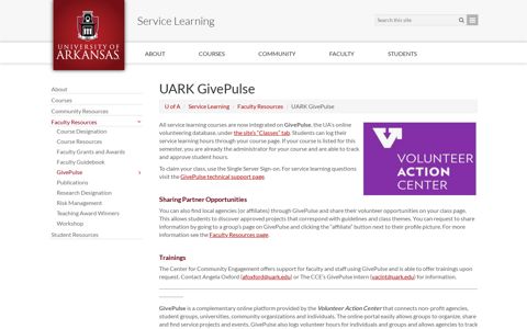 UARK GivePulse | Service Learning | University of Arkansas