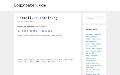 Hotmail.De - Mein Konto - Outlook - LoginDaten.com