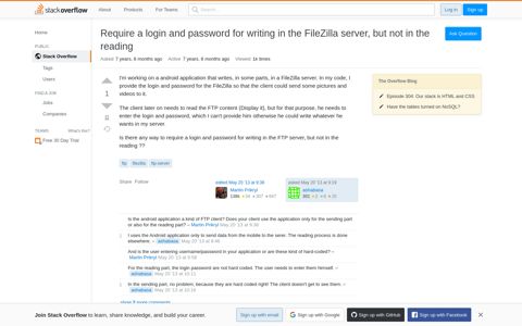 Require a login and password for writing in the FileZilla server ...