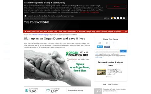 Sign up as an Organ Donor and save 8 lives- The Times of India