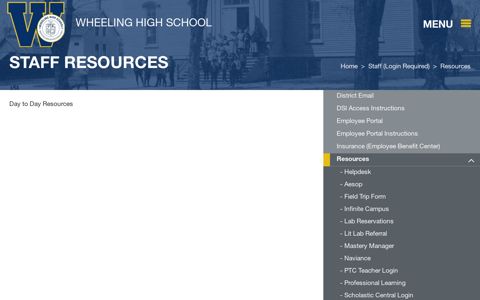 Staff Resources - Staff (Login Required) | Wheeling High School