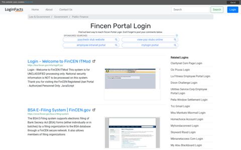Fincen Portal - Login - Welcome to FinCEN ITMod - LoginFacts