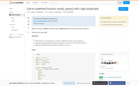 Call to undefined function mysql_query() with Login - Stack ...