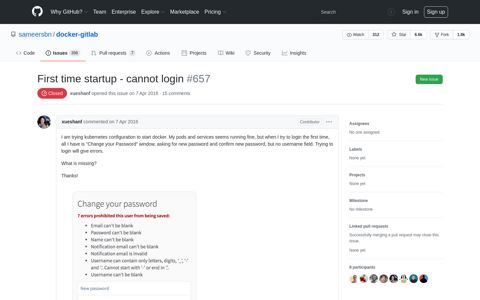 First time startup - cannot login · Issue #657 · sameersbn ...