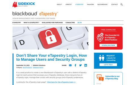 Don't Share Your eTapestry Login, How to Manage Users and ...