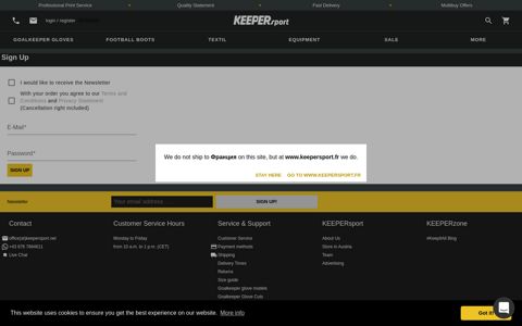 Sign up at KEEPERsport