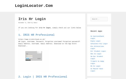 Iris Hr Login - LoginLocator.Com