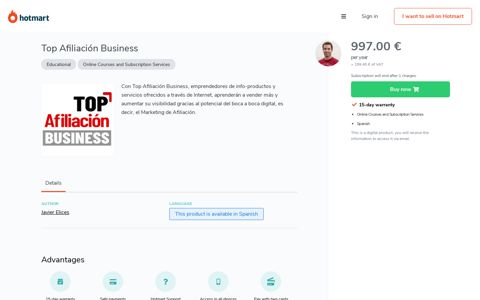 Top Afiliación Business - Javier Elices - learn a new ... - Hotmart