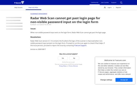 Radar Web Scan cannot get past login page for non-visible ...