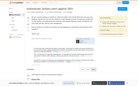 Authenticate Jenkins users against JIRA - Stack Overflow
