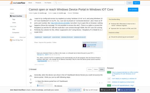 Cannot open or reach Windows Device Portal in Windows IOT ...