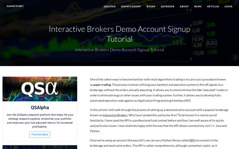 Interactive Brokers Demo Account Signup Tutorial | QuantStart