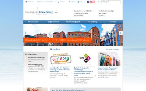 Hochschule Bremerhaven: Startseite