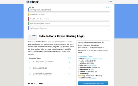 Extraco Bank Online Banking Login - CC Bank