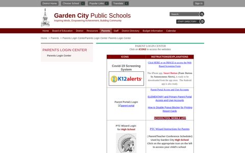Parent Login Center - Garden City Public Schools