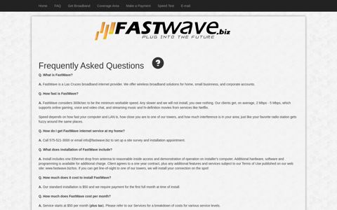 FAQ - FastWave.biz High Speed Internet