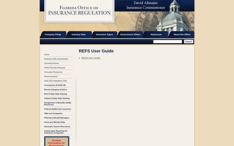 REFS User Guide and Tutorial - Office of Insurance Regulation