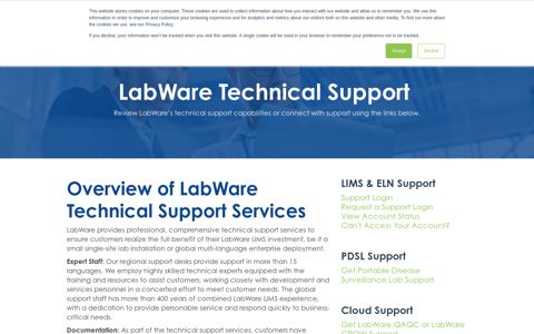 Support - Welcome to the LabWare LIMS Solutions web site