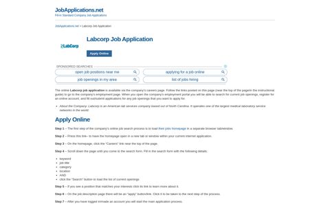 Labcorp Job Application - Apply Online