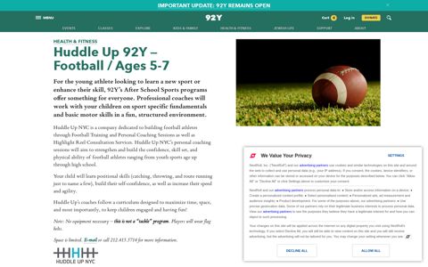 Huddle Up 92Y — Football / Ages 5-7 - 92Y, New York