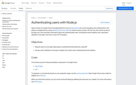 Authenticating users with Node.js | Google Cloud