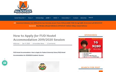 How to Apply for FUD Hostel Accommodation 2019/2020 ...