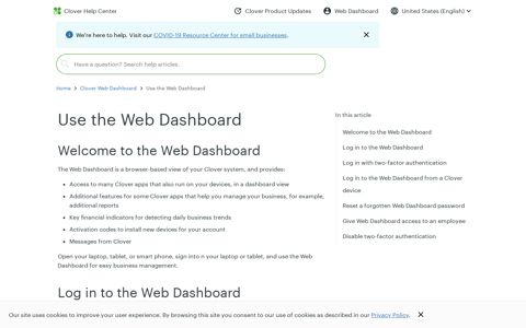 Use the Web Dashboard - Clover Help Center