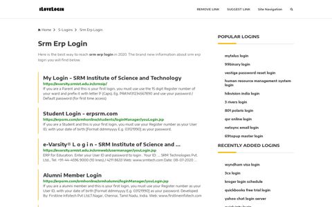 Srm Erp Login ❤️ One Click Access