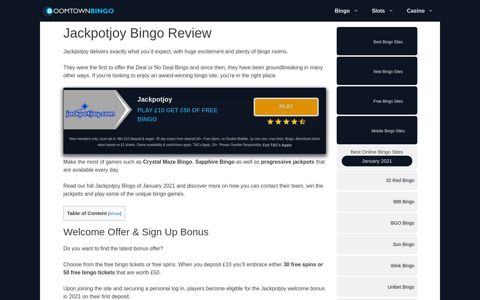 Jackpotjoy Bingo Review | Play £10 Get £50 Free Bingo and ...