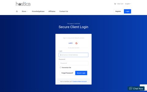 This page is restricted Secure Client Login - Hostica.com