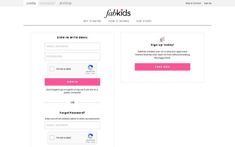 Login To Your Account | FabKids