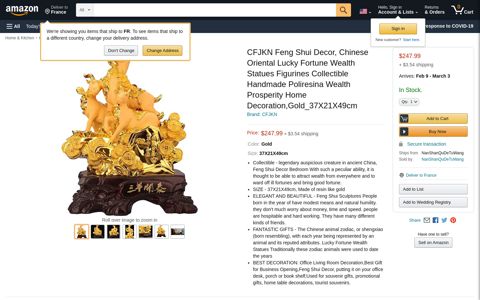 CFJKN Feng Shui Decor, Chinese Oriental Lucky Fortune Wealth ...
