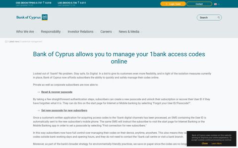 Bank of Cyprus allows you to manage your 1bank access ...