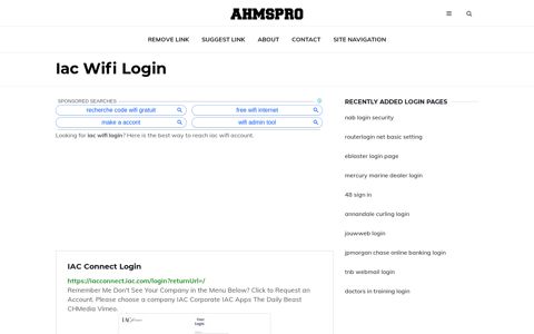 iac wifi ✔️ IAC Connect Login - AhmsPro.com