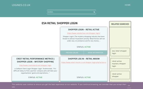 esa retail shopper login - General Information about Login