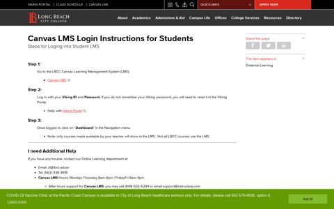 Canvas LMS Login Instructions for Students - Long Beach City ...