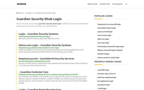 Guardian Security Ehub Login ❤️ One Click Access