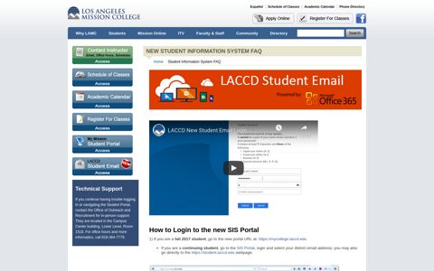 new student information system faq - Los Angeles Mission ...