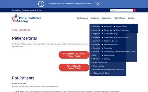 Patient Portal | Paris Healthcare Group