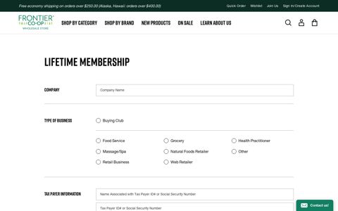 Lifetime Membership - Frontier Co-op Wholesale
